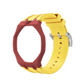 Wine Red Metal Case + Bright Yellow Silicone Strap Mod Kit | Royal Oak Style Replacement Set For G-Shock GA2100 GA-B2100