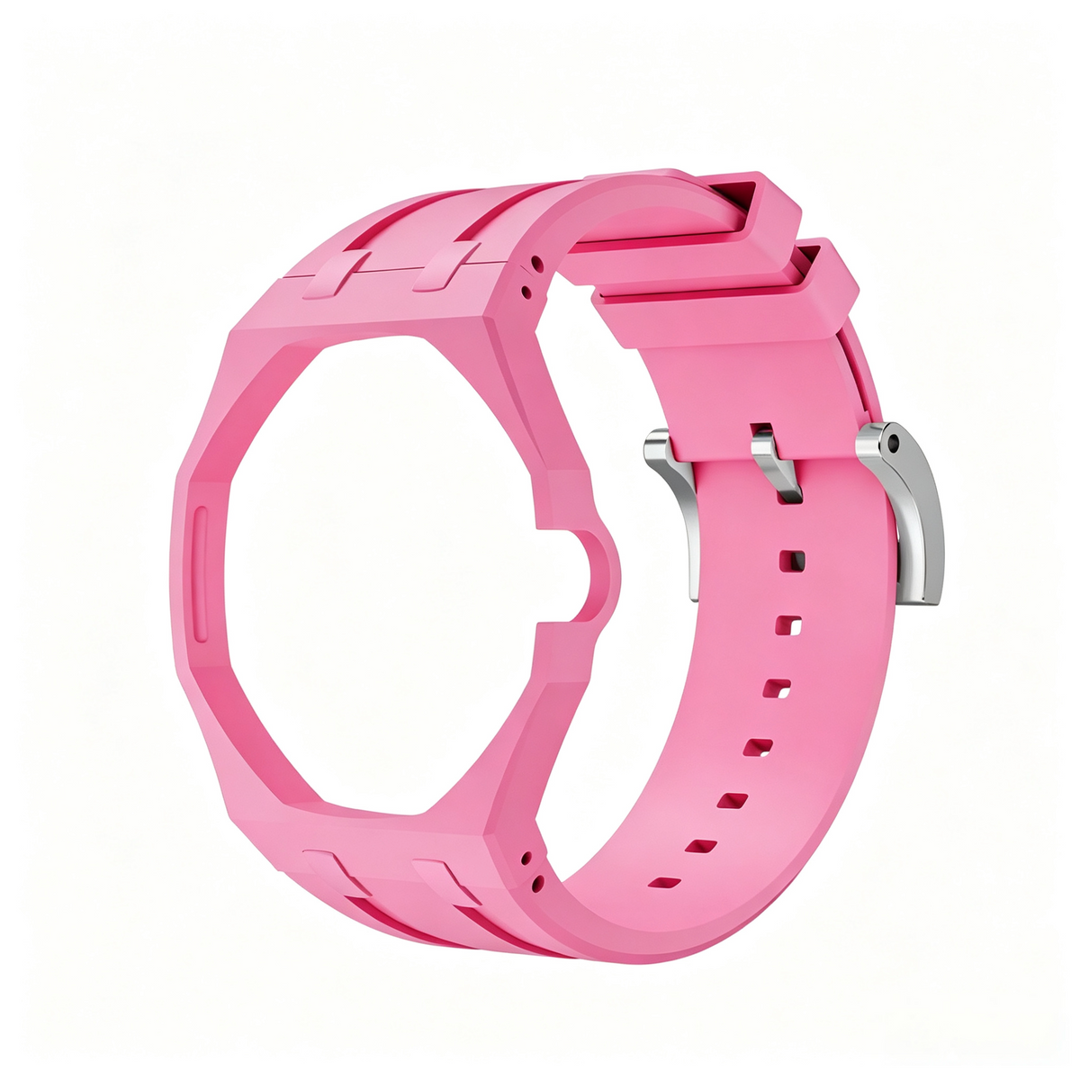 Light Pink Metal Case + Light Pink Silicone Strap Mod Kit | Royal Oak Style Replacement Set For G-Shock GA2100 GA-B2100