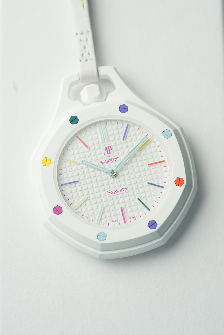 Royal Pop Huit Blanc White Colorful Index Octagonal Lanyard Pocket Watch