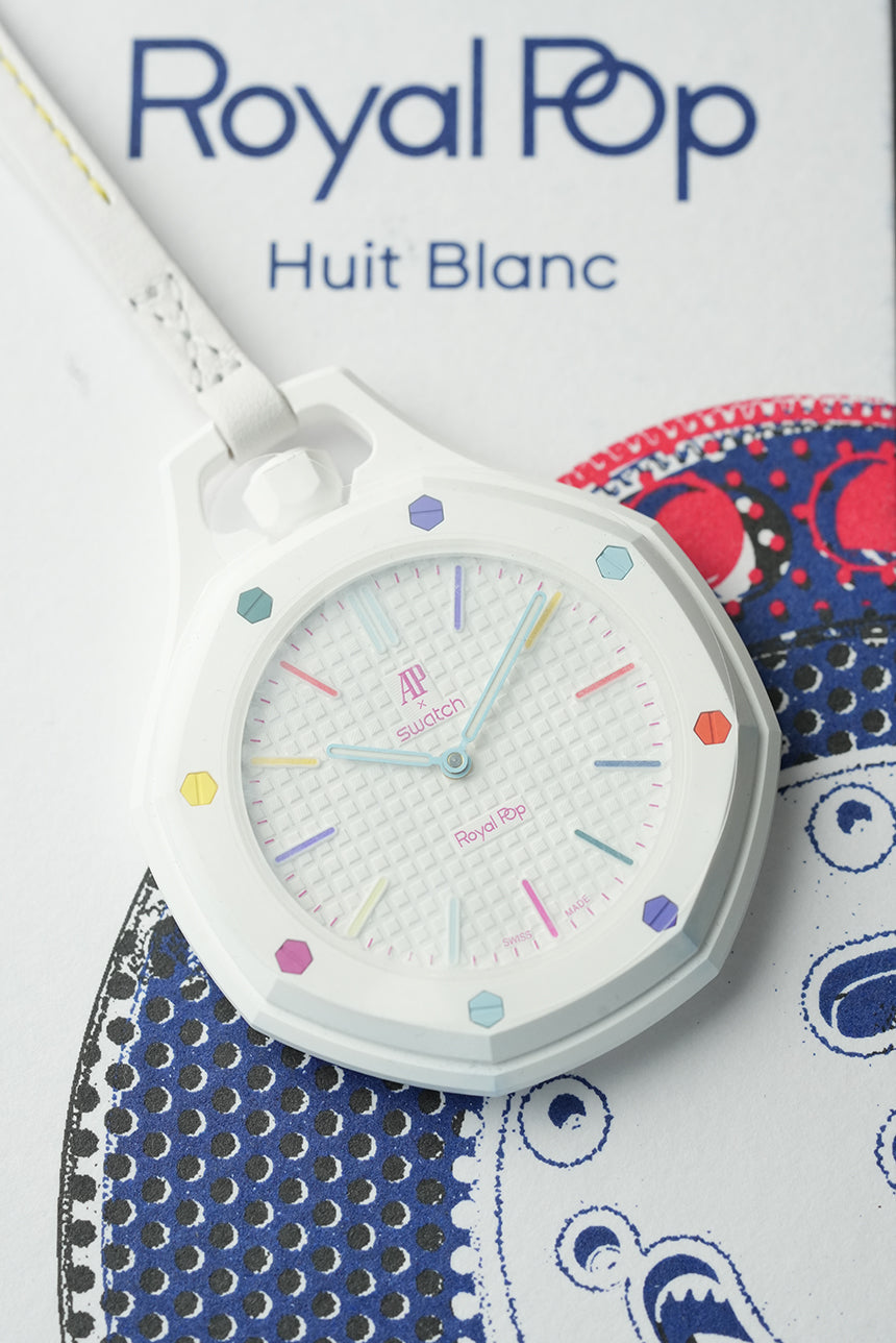 Royal Pop Huit Blanc White Colorful Index Octagonal Lanyard Pocket Watch