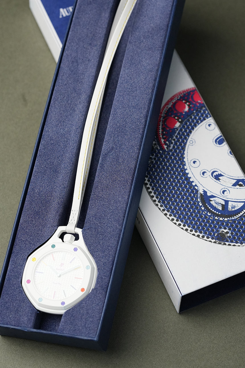 Royal Pop Huit Blanc White Colorful Index Octagonal Lanyard Pocket Watch